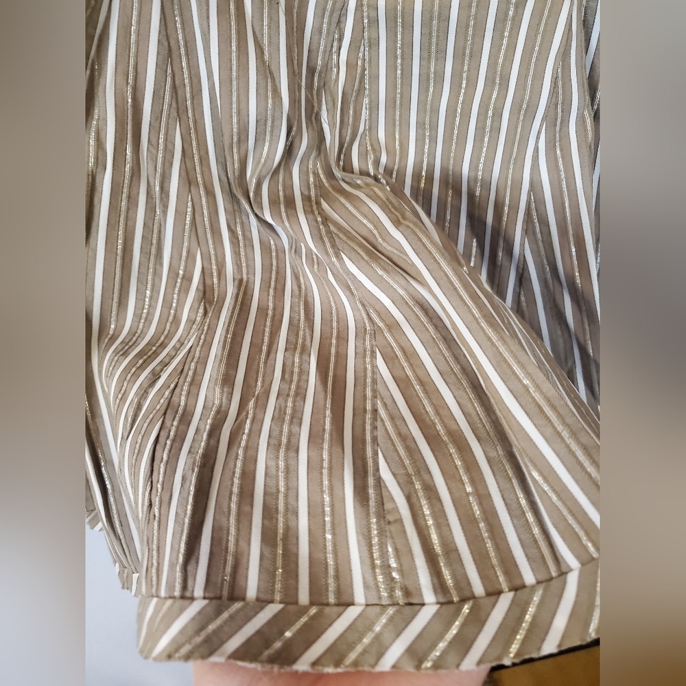 Kenneth Cole Vintage Striped Brown Metallic Skirt - Picture 6 of 13